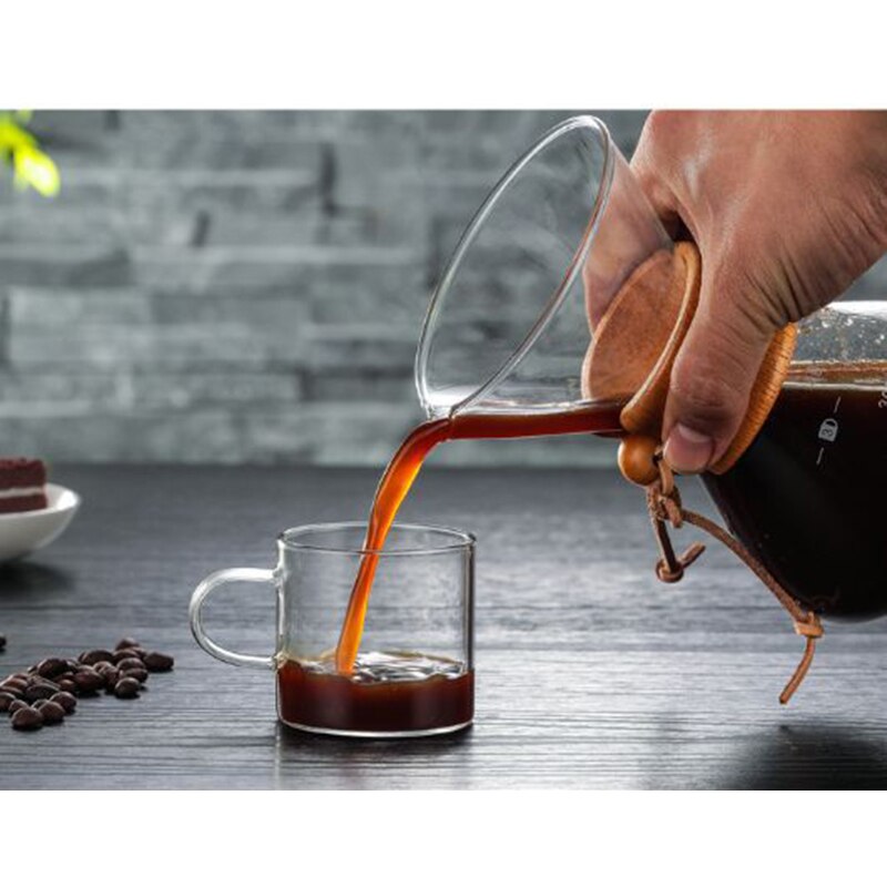 Høy temperaturbestandig glass kaffetrakter kaffekanne espressomaskin med rustfritt stål  v60 filterkanne