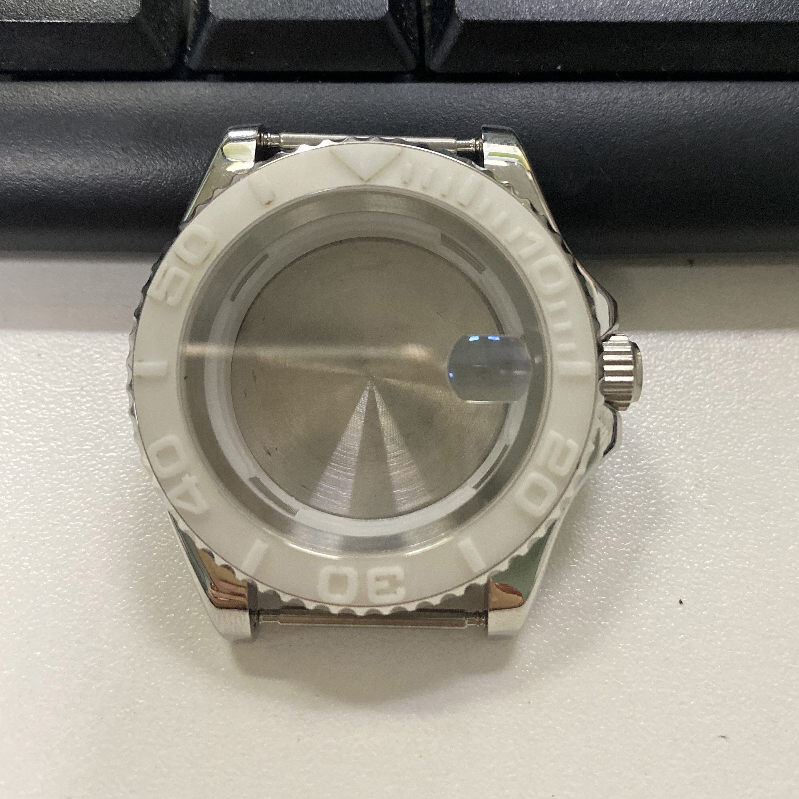 40mm Stainless Steel Watch Case Sapphire Mirror Case Watch Accessories Suitable for 8215/8200/821A and Mingzhu 2813 Movement: white