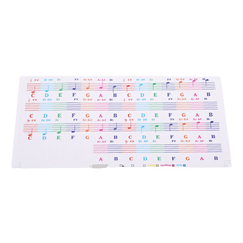 61 toetsen kleur piano letter noten stickers toetsenbord handrol piano toetsenbord transparante stickers notatie transparant: Default Title