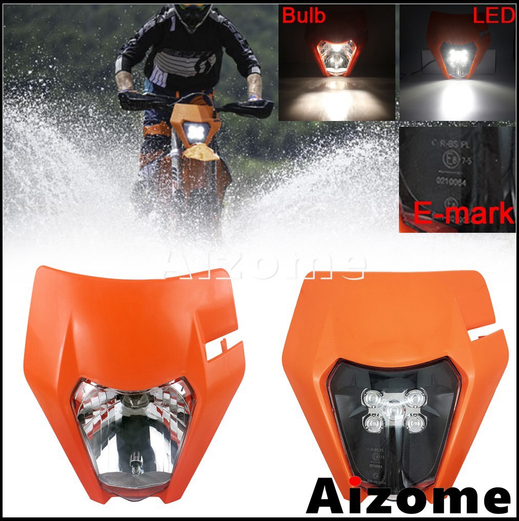Feu avant Orange à LED E8, éclairage d'endurance pour Honda, Suzuki, Yamaha EXC, SX, XCW, CRF, XR, WR, Six jours