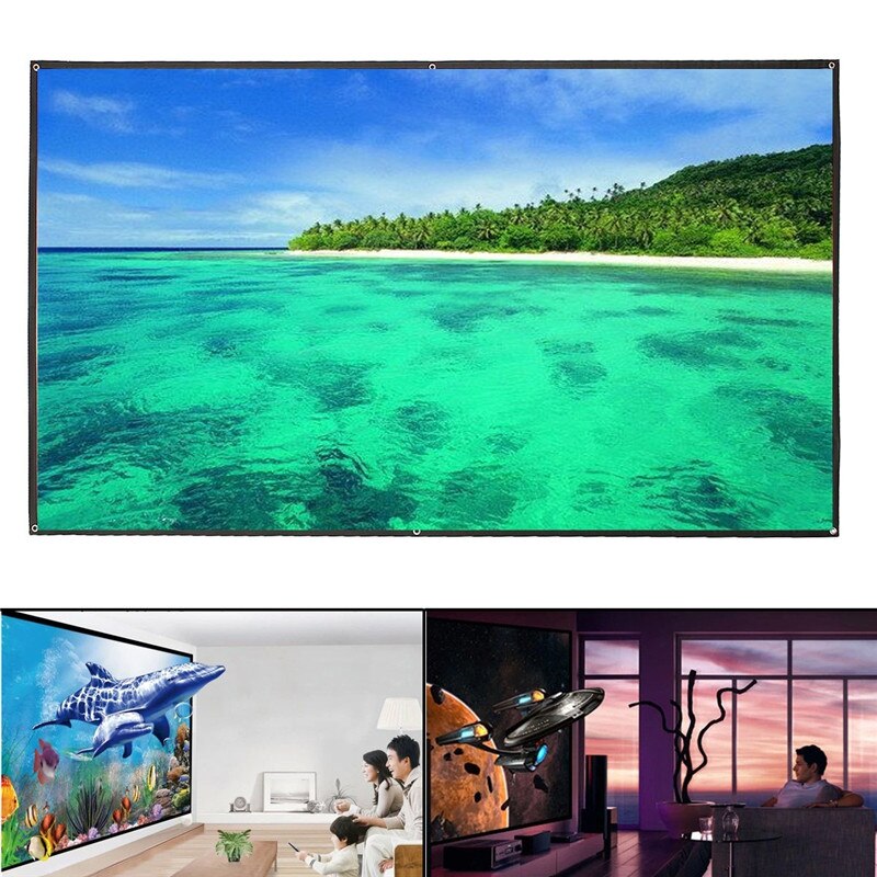 LEORY 100 Inch 16:9 Portable Projection Screen HD White Portable Fold Fabric Projection Screen for Home HD Projector