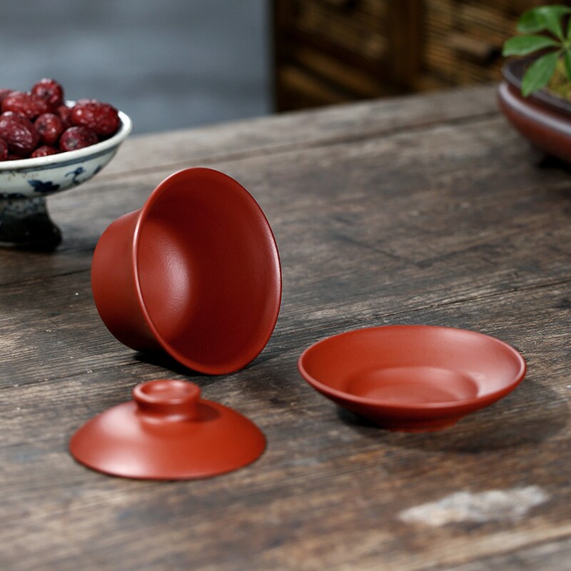 Gaiwan 210ml recipiente de té de arcilla púrpura Natural Set de tapa de platillo de té Yixing tetera maestro taza Teaware contenedor de jarras de bebida Decoración