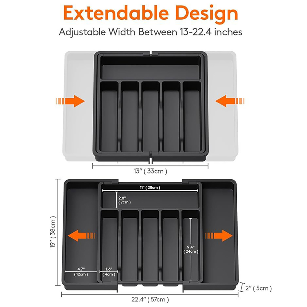 Organizador de cajones para cubiertos, tenedor, cuchara, palillos y caja de almacenamiento de cubiertos, organizador de estante de almacenamiento divisor de cubiertos, 1 ud.