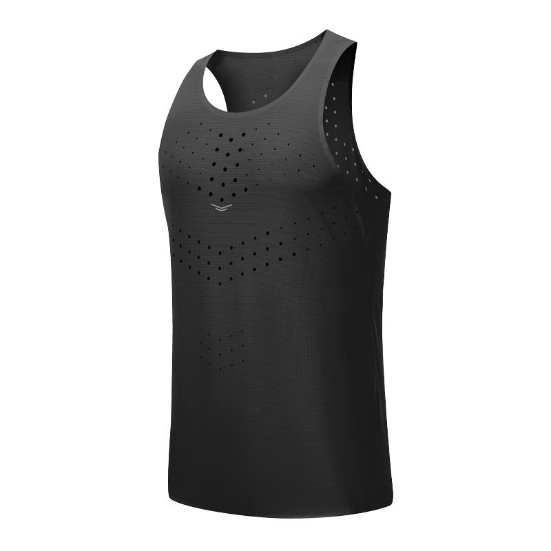 Herre gym t-shirt gade ærmeløse t-shirts hurtigtørrende tanktoppe træning fitness singlets mesh åndbar sport vest: Xl / Sort