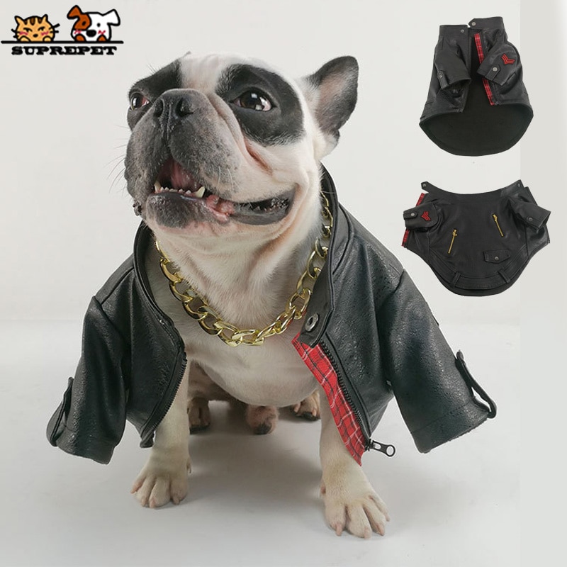 Extreme pet-vêtements pour chiens tendance | Cool, en cuir PU, veste pour chien bouledogue français, vêtements pour chiots, veste de moto manteau pour chiens