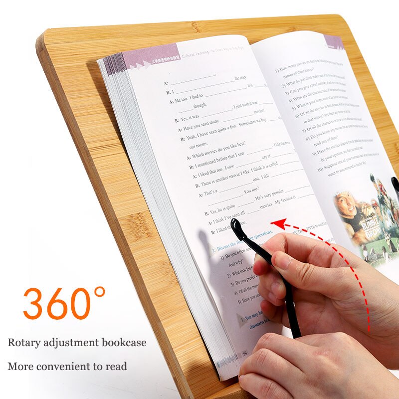 Djustable Reading Rest Tablet Cook Home Study Room Book Holder Foldable Cookbook Stand Pages Fixed Kitchen Bookends Shelf Wood