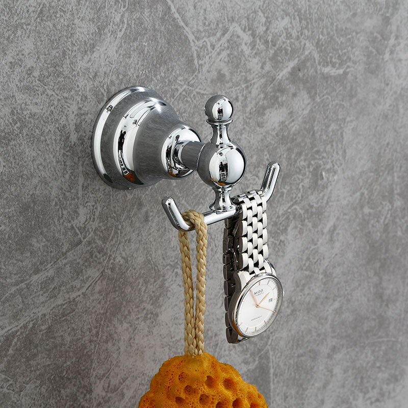 Dongke chromen badkamerhanger koperen handdoekrek eenvoudig europees handdoekrek badkamerbeslag hangerset: Kledinghaak