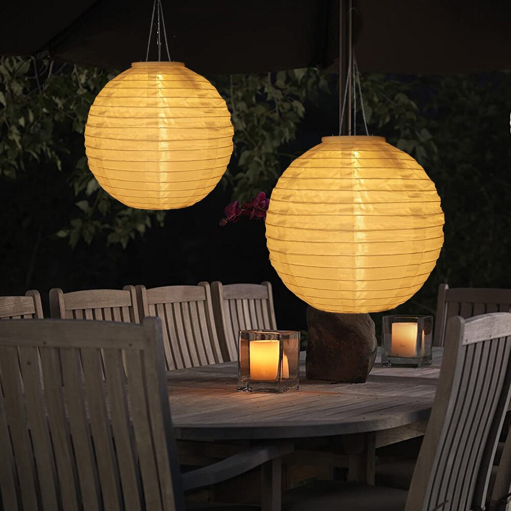 12 inch japanese paper lantern Solar Power Chinese lantern Hanging round lantern for Wedding birthday party decorations