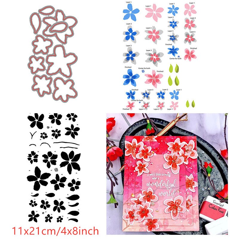 Layered Florals Winter Bouquet Fragrant Blooms Fresh Flowers Clear Stamps Dies Set for DIY Scrapbooking Cards Crafts: 3 / Only Stamps