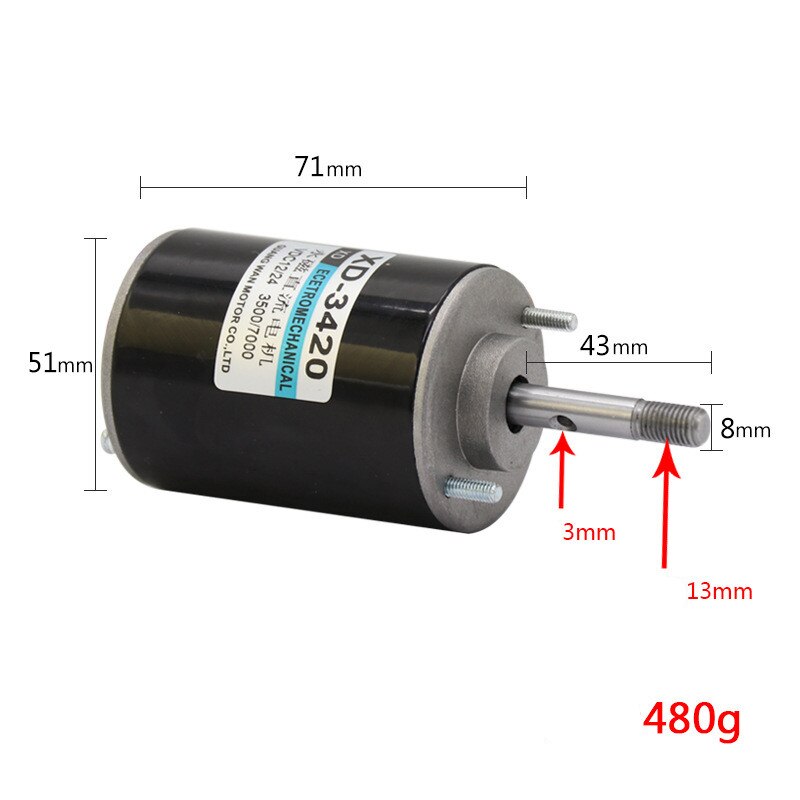 12V/24V DC Permanent Magnet High Speed Motor Forward and Reverse Speed Regulating Motor 30W Pure Copper Coil Adjustable Motor