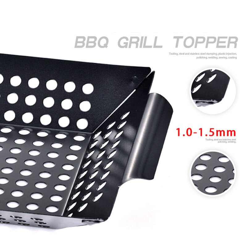 Non-stick Square Grill Pan Outdoor Stainless Steel Barbecue Grill Plate Vegetable Barbecue Basket Tray BBQ Tools Kitchen Gadgets