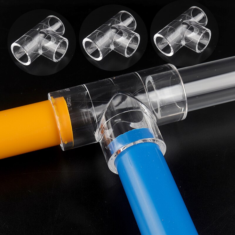 O.D20 Acrylic Pipe Aquarium Accessories Fish Tank Connector Water Supply Elbow Coupling Tee Fittings PVC Transparent Tube Joints