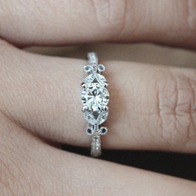 Milangirl Kristall Y Frauen Blatt Engagement Ringe Zirkon Kubische Anmutig Mädchen Weiß En Ring