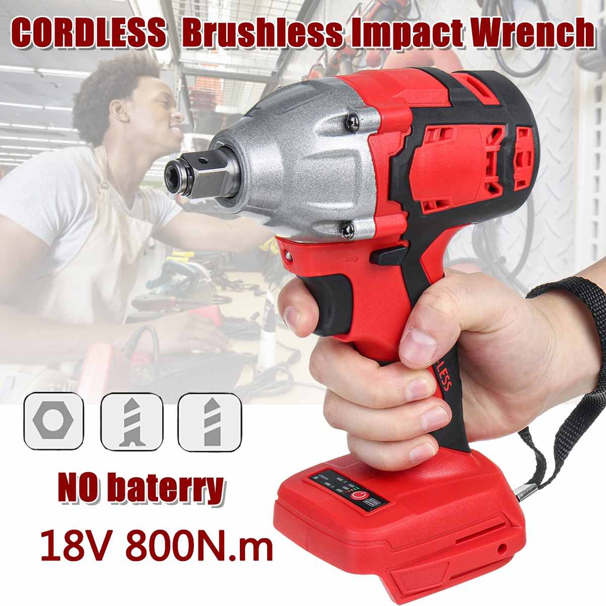 18V Elektrische Impact Borstelloze Wrench Oplaadbare 1/2 Dopsleutel Hand Boor Installatie Power Tools Voor Makita Batterij