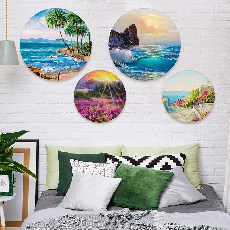 Lienzo redondo preestirado, tablones de lona imprimados para pintar, lienzo de artista , paquete de 4 Uds.