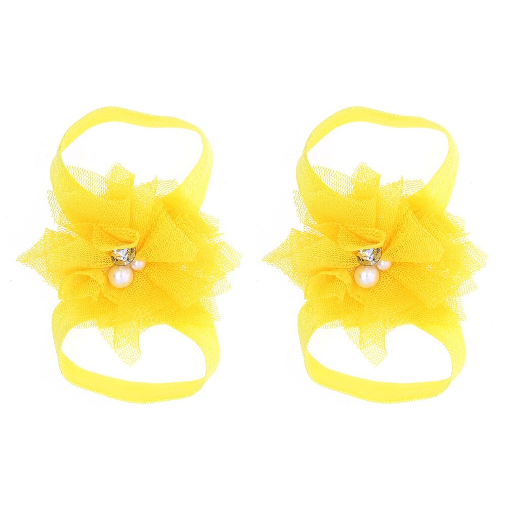 2PCS Baby foot Flower Headband Baby Girls Barefoot Sandals Hair Foot Accessories Elastic Foot Decoration Kids: 6