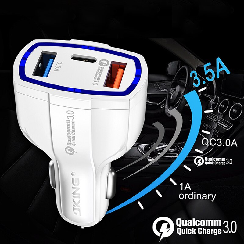 Chargeur de voiture QC 3.0 à 2 Ports USB C, Charge rapide 3.0, adaptateur de Charge pour téléphone portable, pour iPhone X Xs Xiaomi