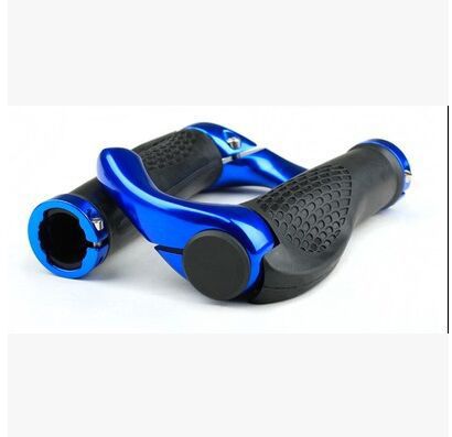 Empuñaduras para manillar de bicicleta de carretera, mango ergonómico de caucho y aluminio, accesorios de pieza en negro/blanco para bicicleta, de bocina de toro: BLUE