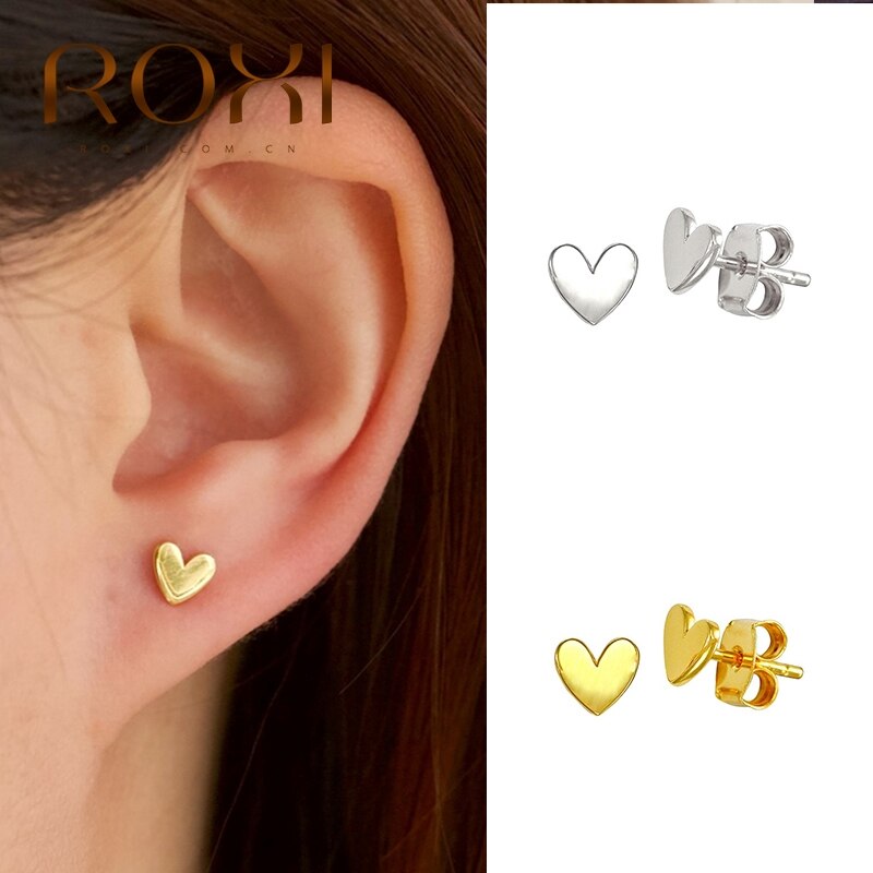 ROXI 925 sterlina d'argento mini Amore Lucido piercing Orecchini per Le Donne ins Cartilagine Vite Prigioniera Del Cuore Orecchino Oorbellen Brincos Gioielli