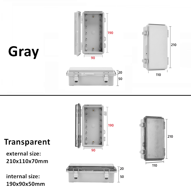 IP67 Waterproof Gray/Transparent Cover Enclosure Junction Box ABS Plastic Outdoor Electronic Instrument Hinge Case Fast: 4XL / Ivory