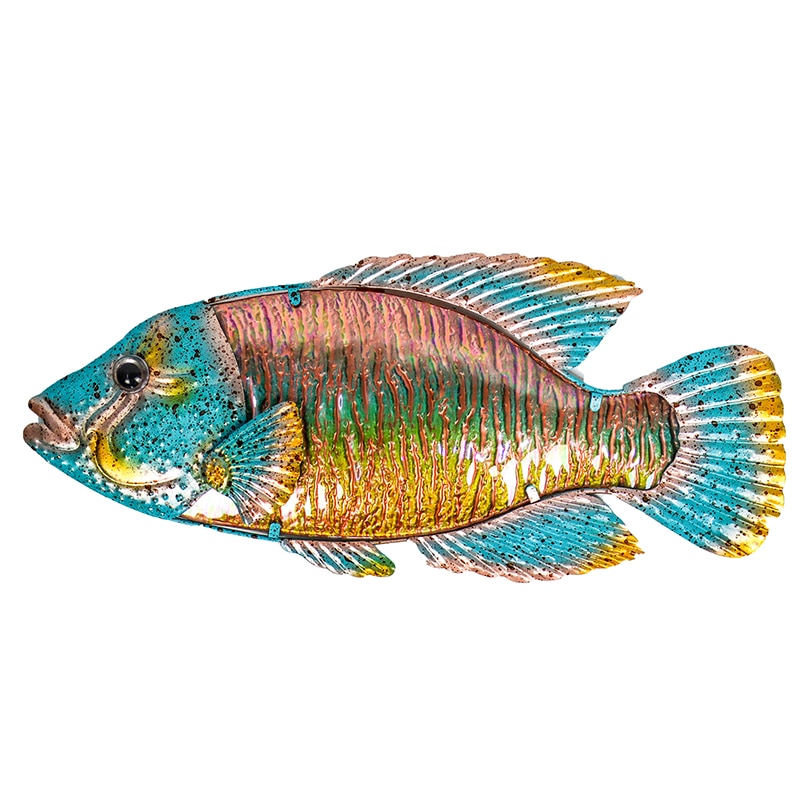 Metal fisk væg kunstværker til hjemmet have dekoration udendørs dyr og miniaturer haven statuer skulpturer til gård dekoration