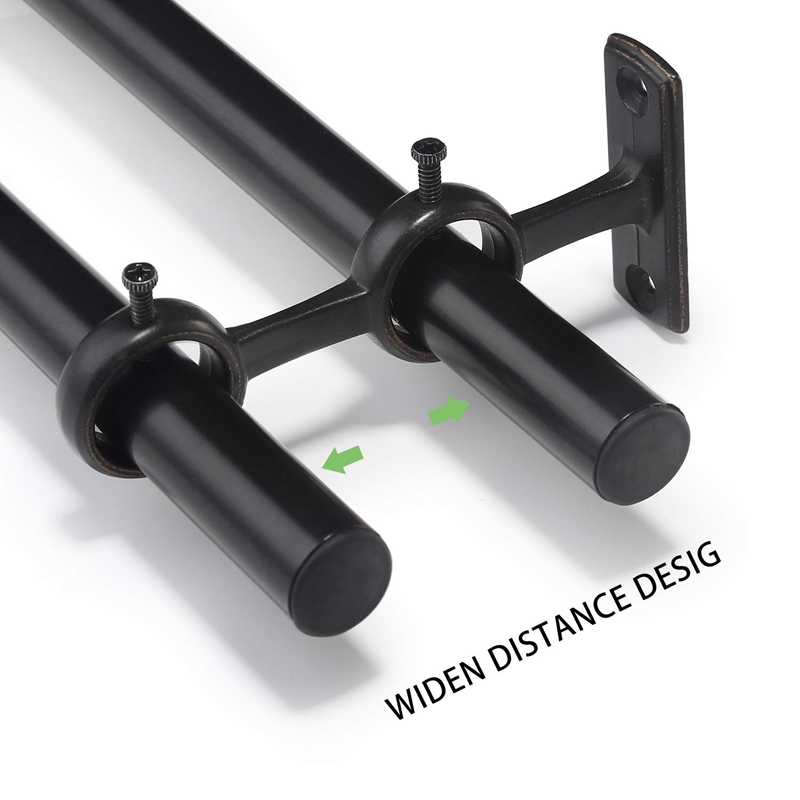 Curtain Rod Bracket Sturdy Adjustable Double Curtain Rod Brackets Circle Curtain Rod Holders For Diameter Below 1.1 Inch