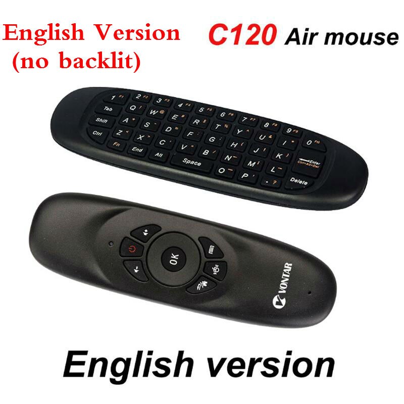 C120 2.4 Ghz Draadloze Fly Air Mouse Russische Engels C120 Oplaadbare Toetsenbord Gyroscoop Afstandsbediening Voor Android Tv Box: English No Backlit