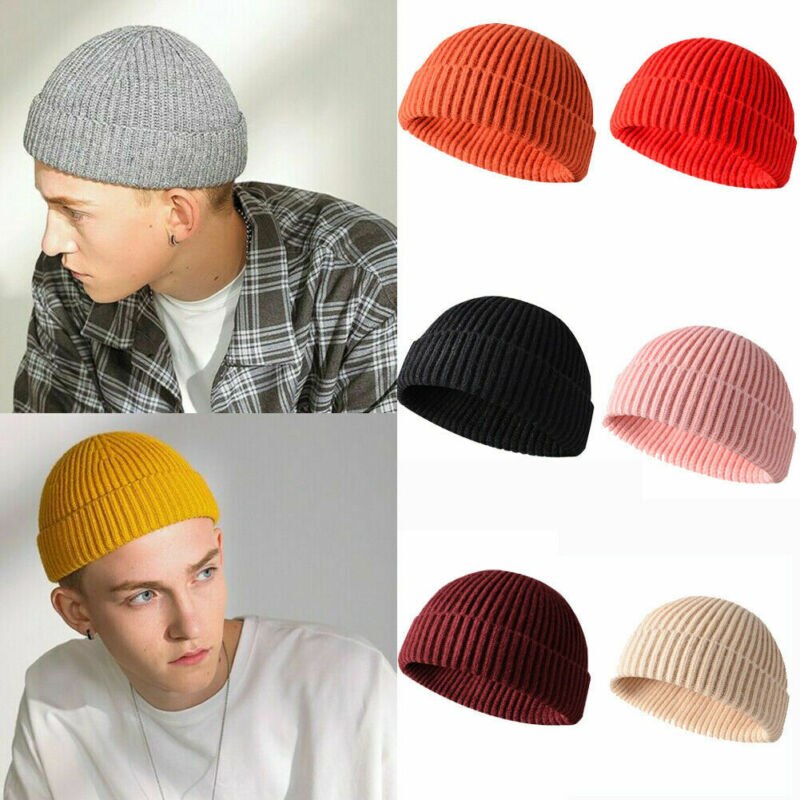 Vinter kvinder mænds varm strik hat beanie skullcap sømand cap manchet brimless hat