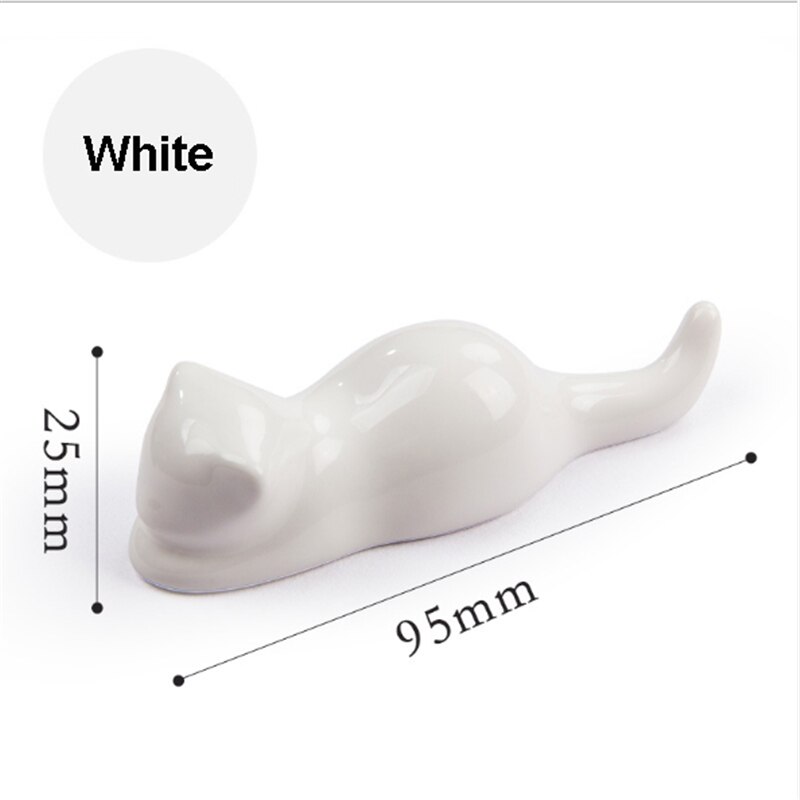 Cute Cat Pen Holder Ceramics Pen Stand Bracket Storage Rack Stationery Supplies: White