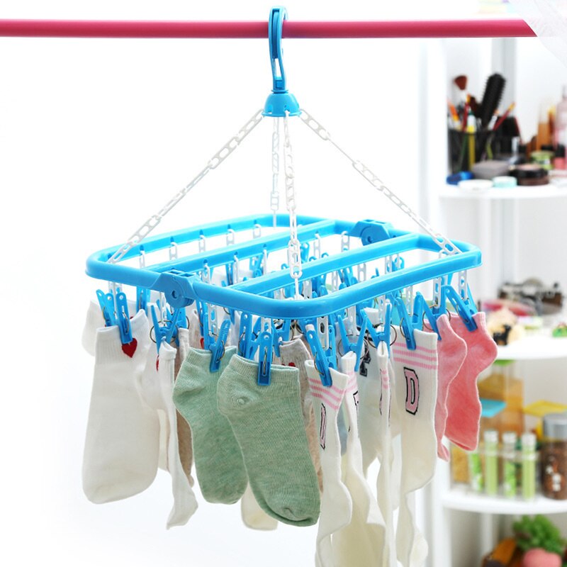 Bæredygtig Tøjbøjle med Clips - Foldbar 33cm - til Sokker og Undertøj