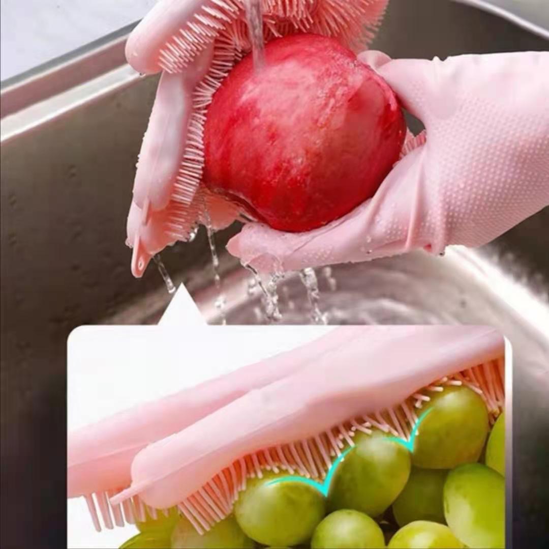 Afwassen Schoonmaak Handschoenen Siliconen Rubber Afwas Handschoenen Voor Huishoudelijke Scrubber Keuken Clean Tool Scrub 1 Paar