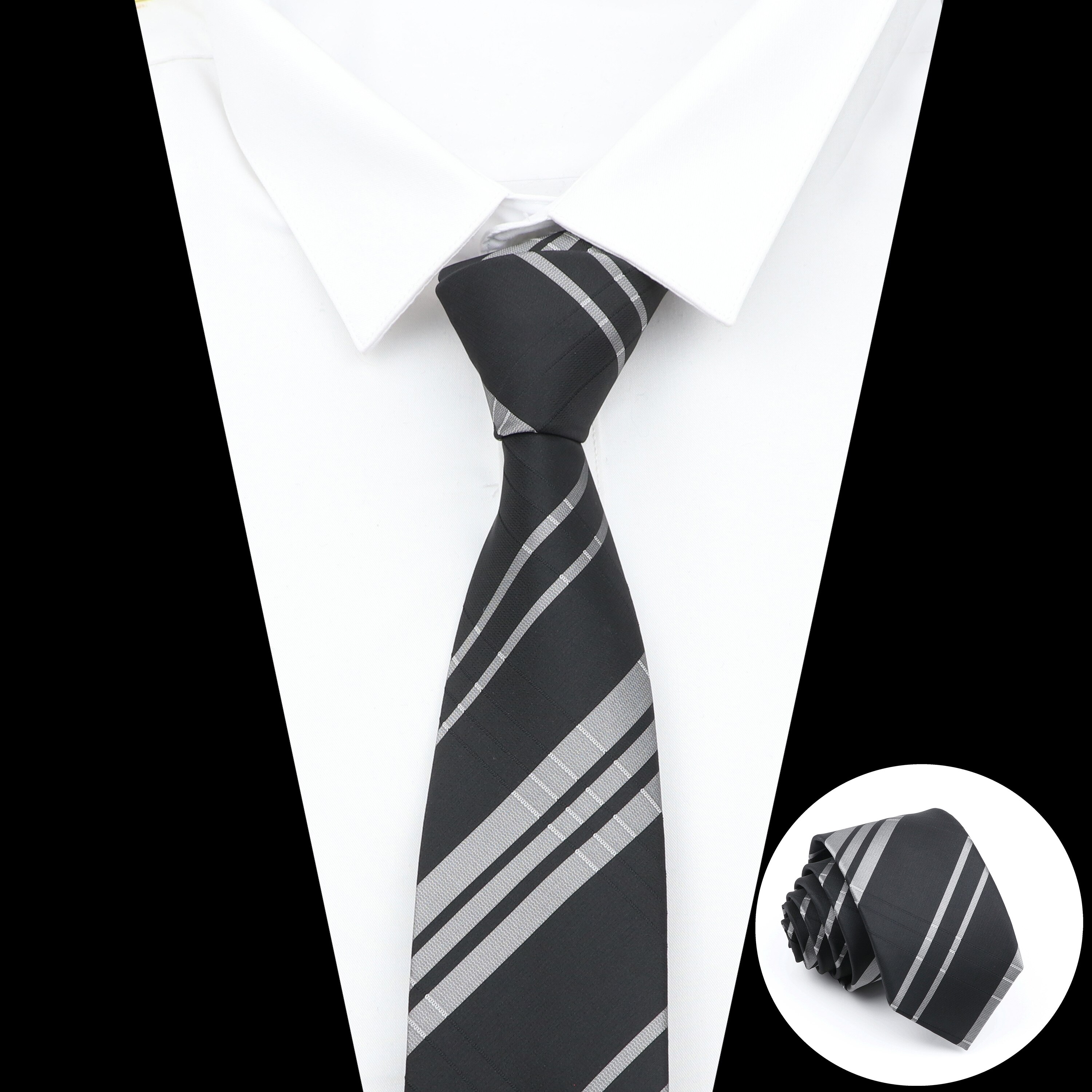 Corbata Negra a rayas para hombre, corbatas a cuadros de Color sólido de 6cm, azul y rojo, accesorios de uso diario, corbata, de de boda para hombre