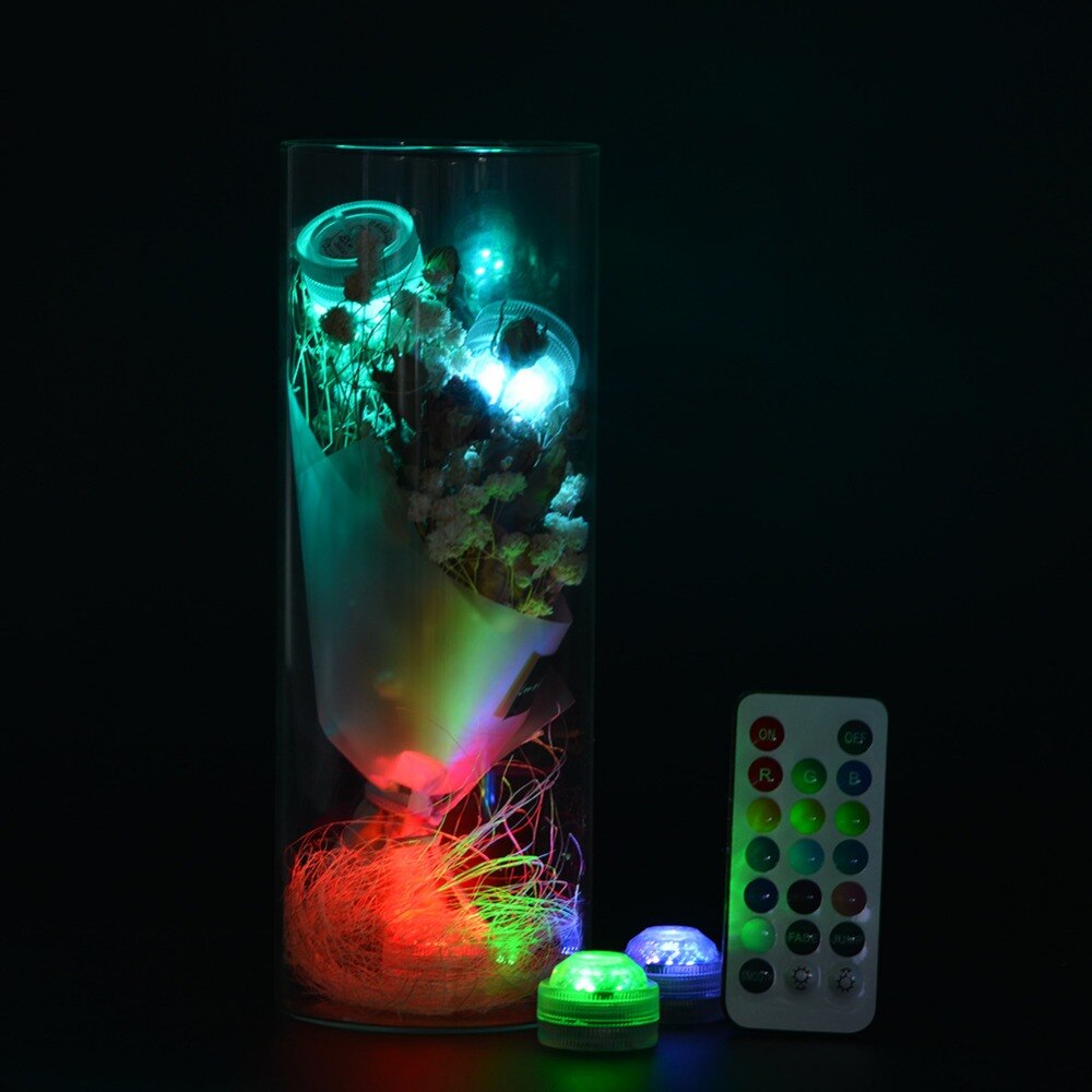 1Pc Onderwater Twist Rgb Led Submersible Floralytes Afstandsbediening Waterdicht Kaars Thee Lights Wedding Xmas Party Lampen