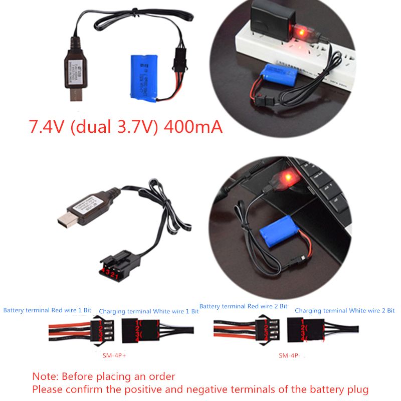 7.4V (3.7V X2) charger SM-4P Li-Ion Batterij Elektrische Rc Speelgoed Dubbele E E561-001 Newqida Foda Rui Chuang R/C Auto Boot Usb lader