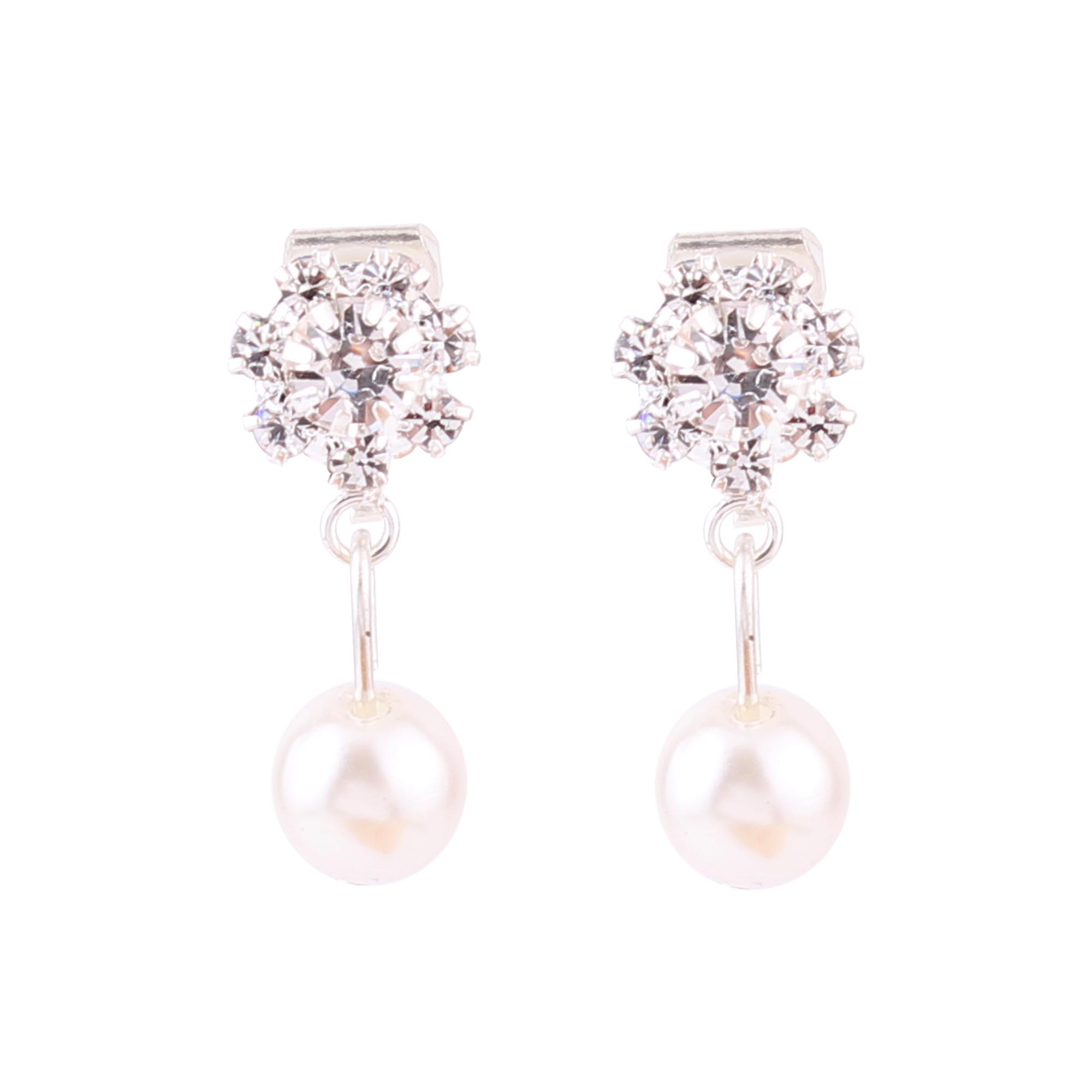 WENHQ Simulated Pearl Rhinestone Earrings Cute Clip on Earrings Non Piercing Earrings for Women No Hole Ear Clip: Style 7