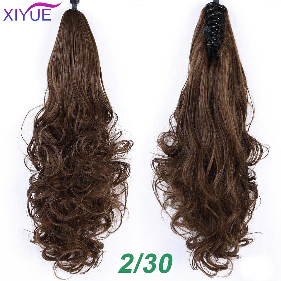 XIYUE Hair Long Water Wavy Clip On Hair Extensions Claw Ponytail Synthetic Hairpiece Heat Resistant Ponytail Synthetic