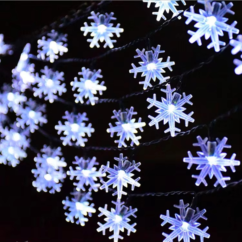 7/12M Solar Led Sneeuwvlok String Knipperende Ster Lamp Outdoor Festival Arrangement Nieuwjaar Bruiloft Kerstboom Decor