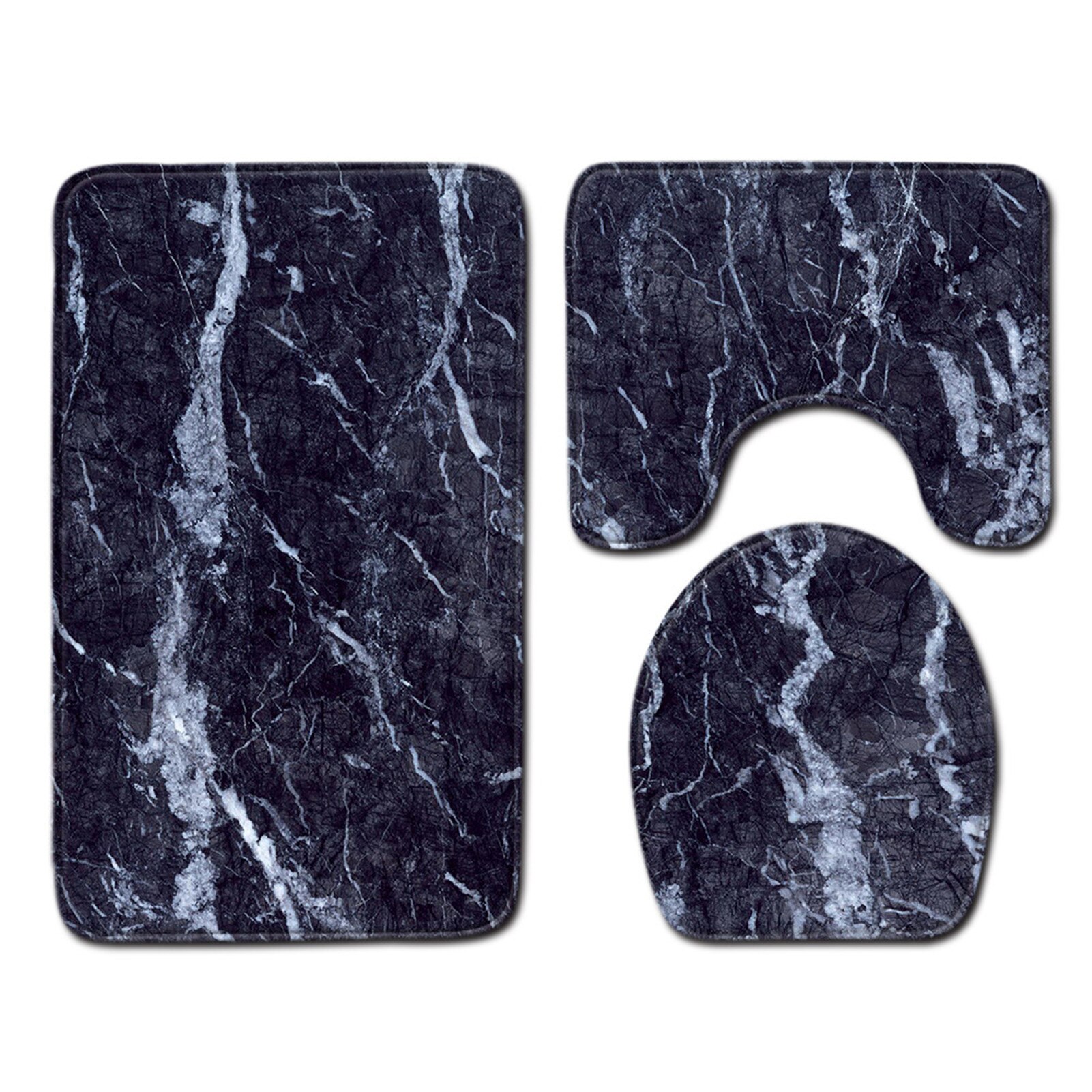 3PCS Christmas Bathroom Non-Slip Mats Toilet Rug Floor Bathroom Mats Toilet Cover Bath Mat Set Washable Door Mats