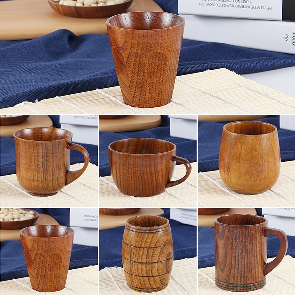 Wooden Big Belly Cups Handmade Natural Spruce Wood Cups Beer Tea Coffee Milk Water Cup Kitchen Bar Drinkware