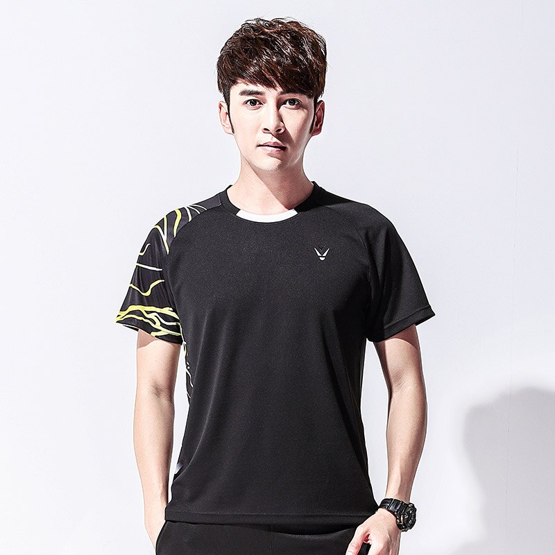 Vêtements de badminton pour hommes, , sous-vêtements, absorbe la sueur sèche d'été, vêtements de tennis respirants et rapides,: Men Black one shirt / L