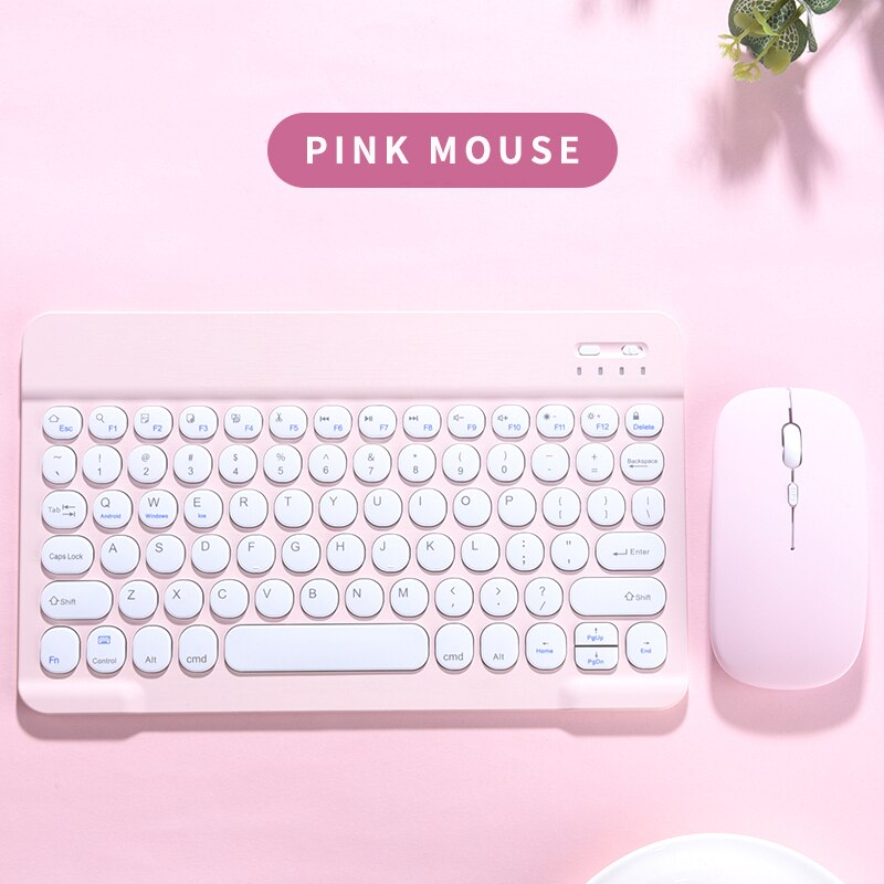 Para apple ipad huawei samsung xiaomi lenovo teclado universal rato combinação teclado mágico para tablet ios android windows pad: Pink with mouse