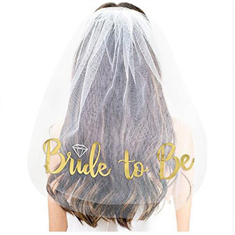 Benodigdheden voor een vrijgezellenfeest, sluier, bruid in spe, vergulde bruid voor een vrijgezellenfeest, bruidsdouchedecoraties, sluiers  r50: 1