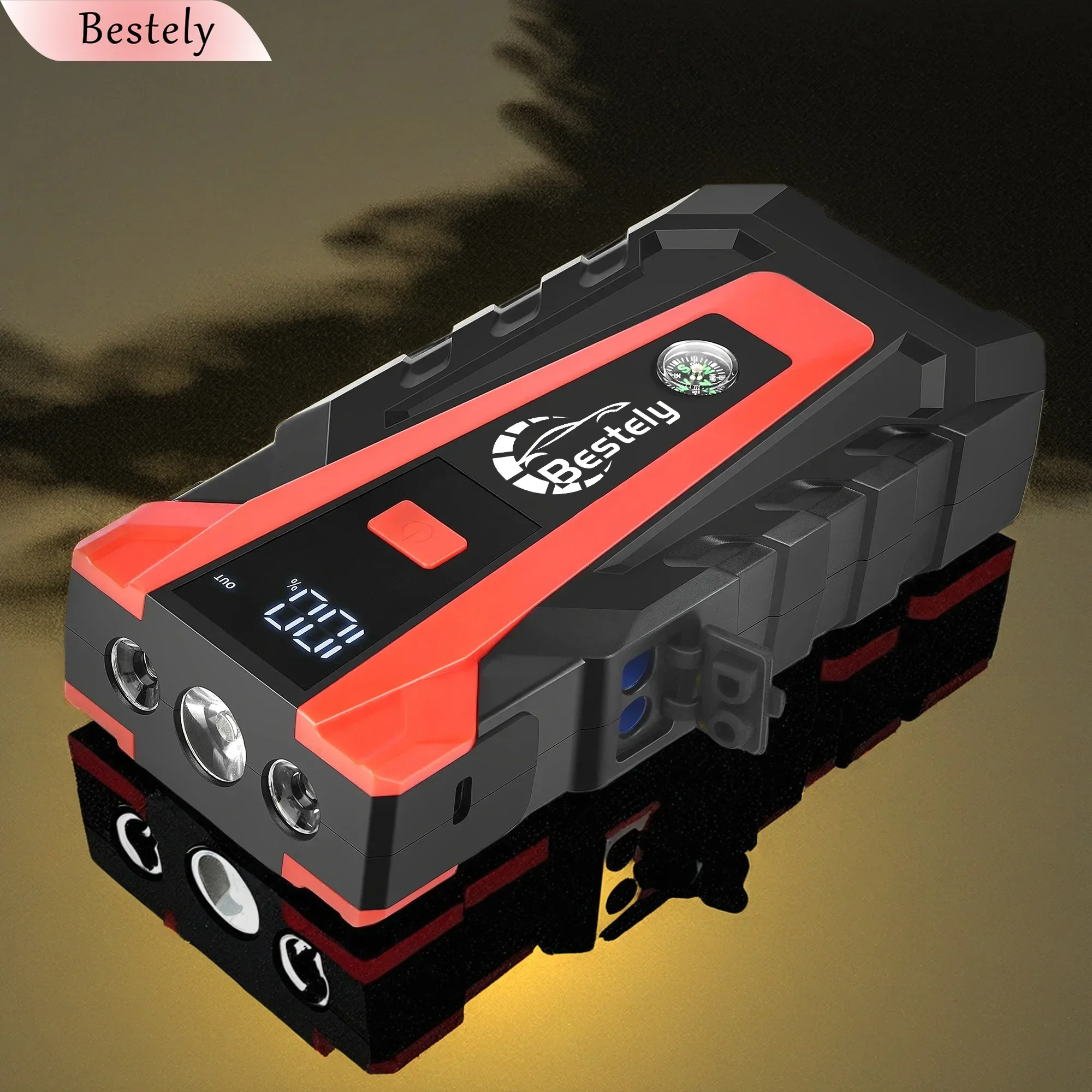 12v Car Battery Jump Starter,3000A Peak Jump Starter Battery Pack,Portable Jump Box withwith Full LCD Screen & LED Light & USB