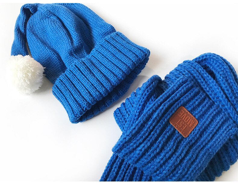 2 stk babyhatter skjerf sett strikket vinterstjerne beanie bomull varm pompon caps barn myke hatter barn jenter gutter