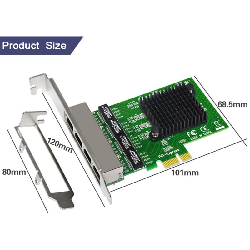 Carte réseau 4 ports Gigabit Ethernet 10/100/1000M PCI-E PCI Express à 4X Gigabit Ethernet carte réseau adaptateur LAN pour ordinateurs de bureau
