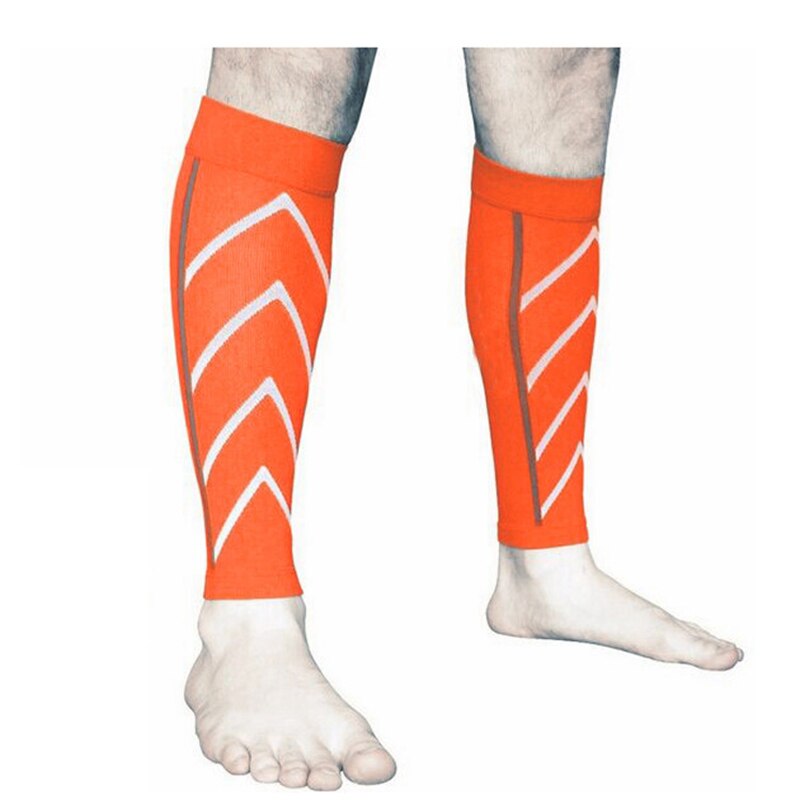 Calze sportivo calze A Compressione di notte da corsa in nylon ghette fluorescenti calzini di Pallacanestro Delle Donne Degli Uomini di Ciclismo Compressione gamba Slee: arancia