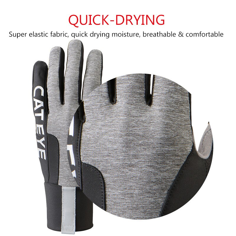 CATEYE Classic Reflective Long Finger Cycling Gloves Bicycle MTB Touch Screen Sport Gloves Breathable Anti Slip Bike Gloves