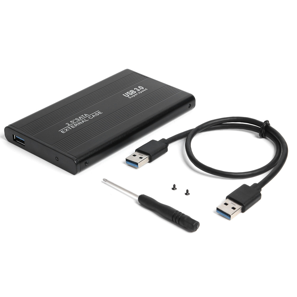 Caja de disco duro externo USB 2,5 de 3,0 pulgadas, caja de disco duro SATA a USB 3,0, SSD de aluminio de 5Gbps, compatible con 3TB para ordenador portátil y PC: Black