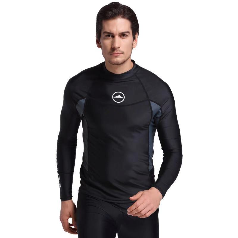 SBART Long Sleeve Men Rash Guards Swimwear Shirts Lycra Sun Protective Wetsuits Tops Diving Snorkle Swimming Surfing Rash Guards: A4 / XXXL