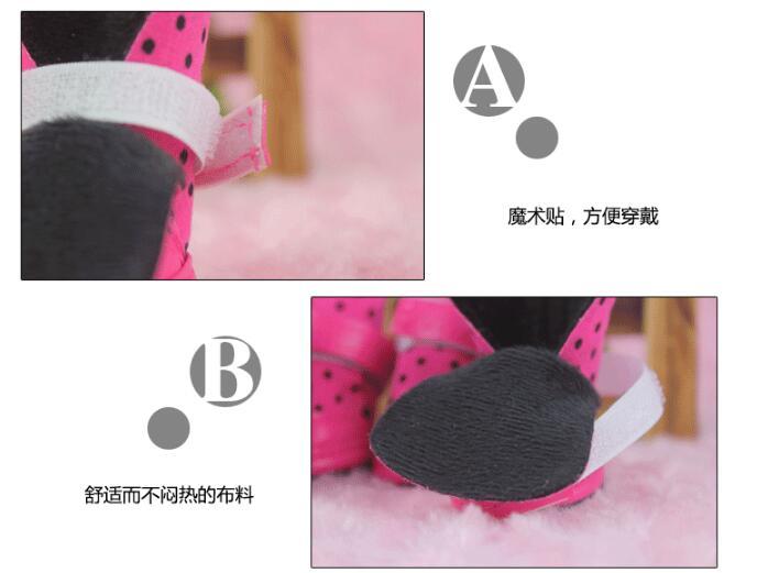 anti-slip winter warm Dog boots waterproof Elastic Dot pet cat Shoes for Small dogs Teddy Puppy soft bottom